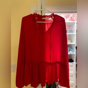 Red Sheer LOFT blouse